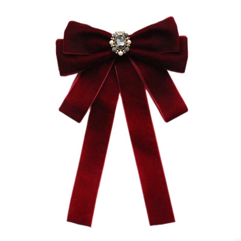 Bow Tie Pre Tied - Laços veludo femininos com miçangas, estudante,