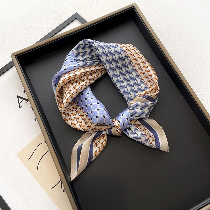 Scarf Silk Square - Lenço de seda estampado para mulheres,
