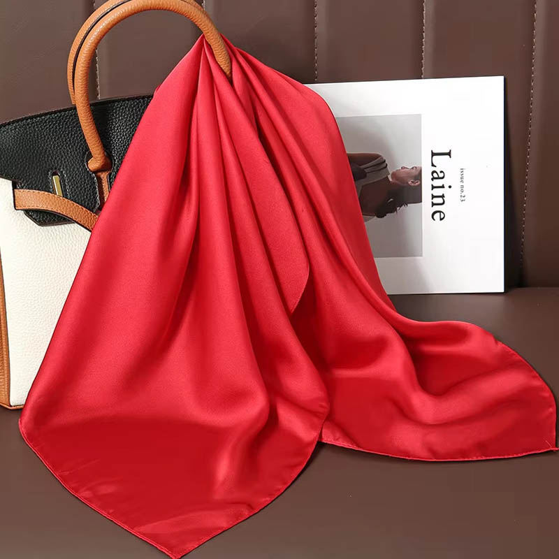 Scarf Silk Square - Luxo cor sólida lenço quadrado de
