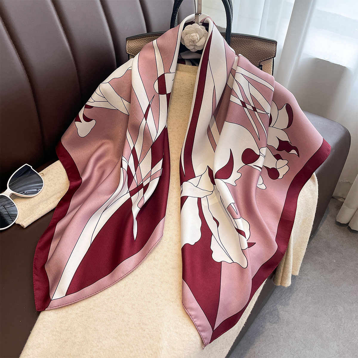 Scarf Silk Square - Luxo 90*90cm lenço quadrado sarja seda