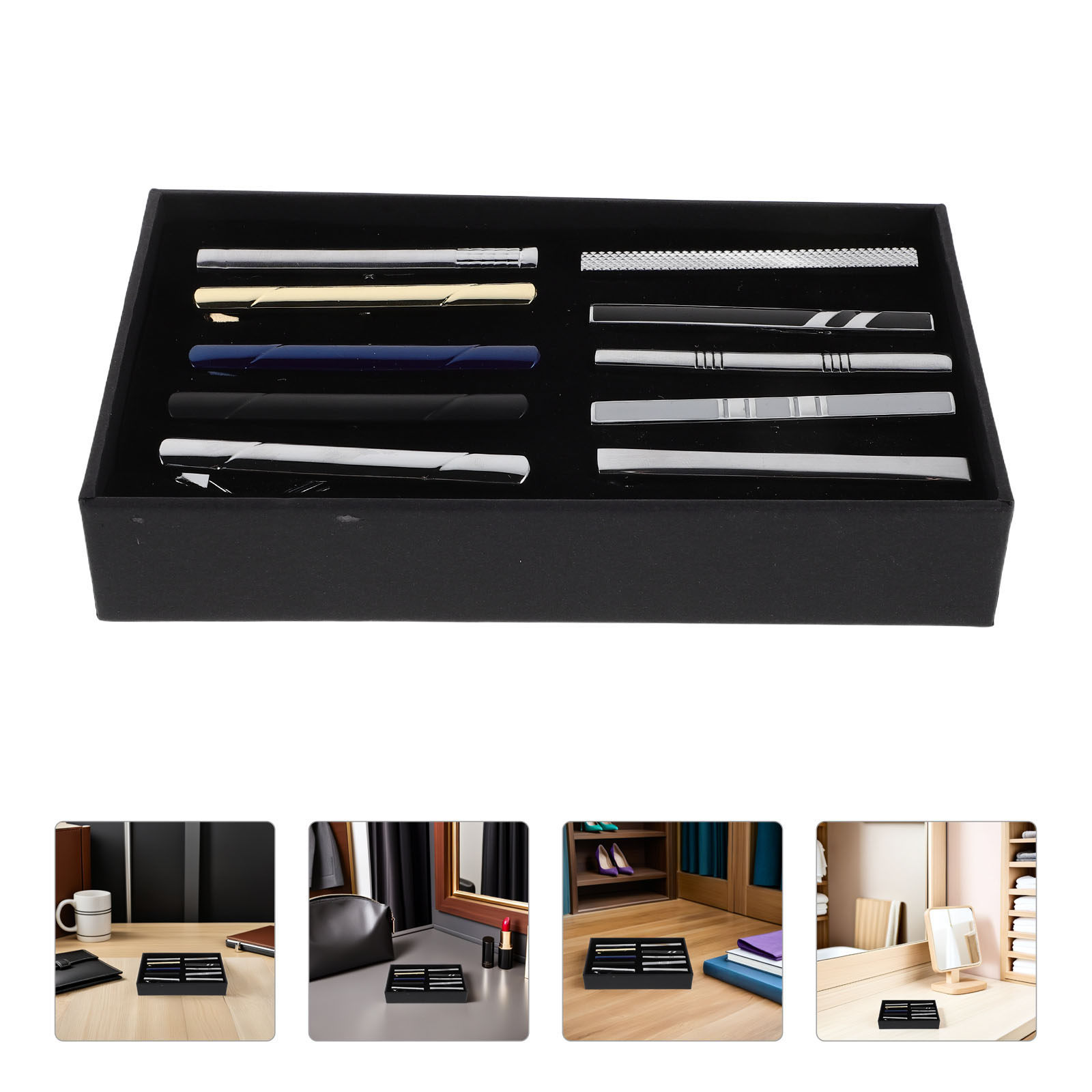 Tie Bar Set Gift - Conjunto de 10 prendedores de gravata,